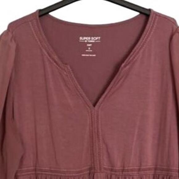 Torrid Shirt Womens Size 2X Long Sleeve Tunic Plum Sheer Sleeve Pullover Peplum - Picture 3 of 8